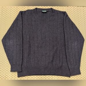 LOTHLORIAN Wool Possum V-neck Sweater Men's Size Medium Navy Made in New Zealand